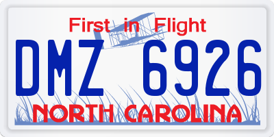 NC license plate DMZ6926