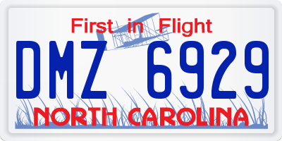 NC license plate DMZ6929