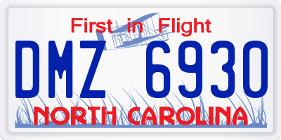 NC license plate DMZ6930