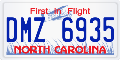 NC license plate DMZ6935