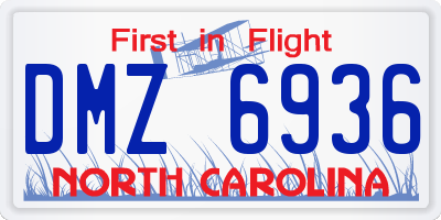 NC license plate DMZ6936