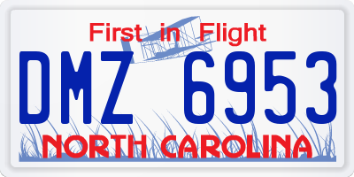 NC license plate DMZ6953