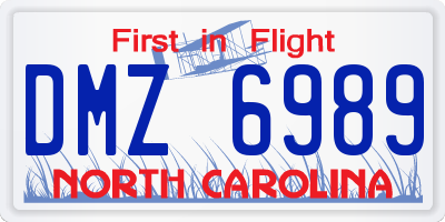 NC license plate DMZ6989