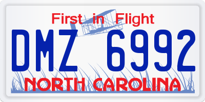 NC license plate DMZ6992