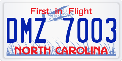 NC license plate DMZ7003
