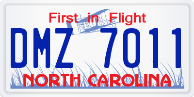 NC license plate DMZ7011