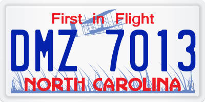 NC license plate DMZ7013