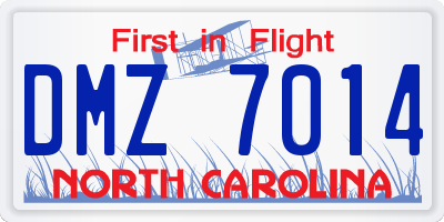 NC license plate DMZ7014