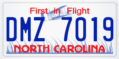 NC license plate DMZ7019