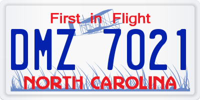 NC license plate DMZ7021