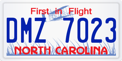 NC license plate DMZ7023