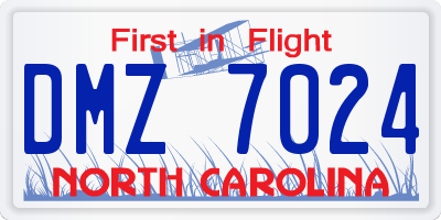 NC license plate DMZ7024