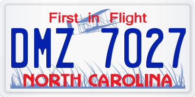 NC license plate DMZ7027