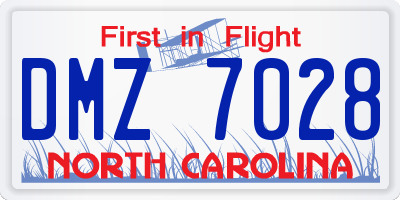 NC license plate DMZ7028