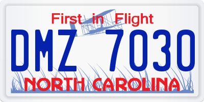 NC license plate DMZ7030