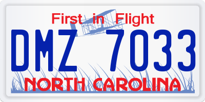 NC license plate DMZ7033
