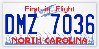 NC license plate DMZ7036