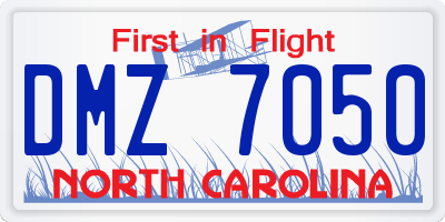NC license plate DMZ7050