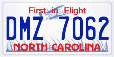 NC license plate DMZ7062
