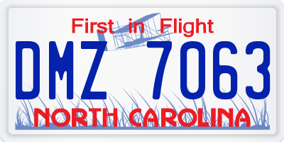 NC license plate DMZ7063