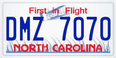 NC license plate DMZ7070