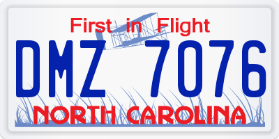 NC license plate DMZ7076