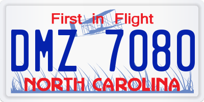 NC license plate DMZ7080