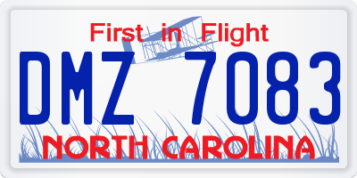 NC license plate DMZ7083
