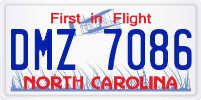 NC license plate DMZ7086