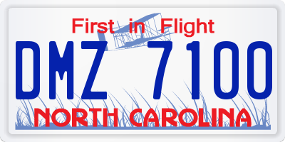 NC license plate DMZ7100