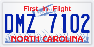 NC license plate DMZ7102