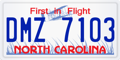 NC license plate DMZ7103