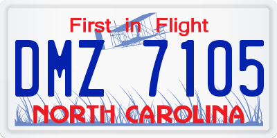 NC license plate DMZ7105