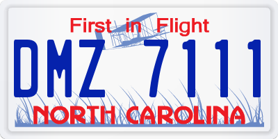 NC license plate DMZ7111