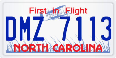 NC license plate DMZ7113