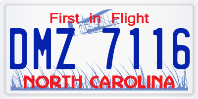 NC license plate DMZ7116