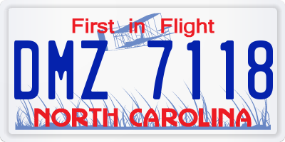 NC license plate DMZ7118