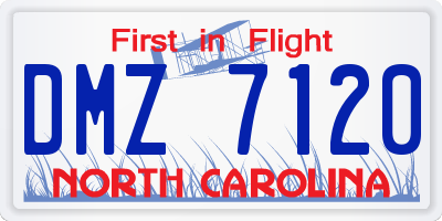 NC license plate DMZ7120