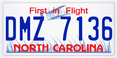 NC license plate DMZ7136
