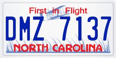 NC license plate DMZ7137