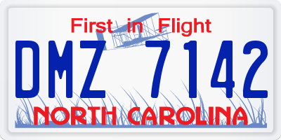 NC license plate DMZ7142