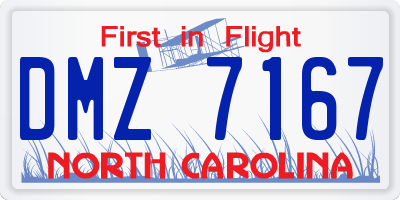 NC license plate DMZ7167