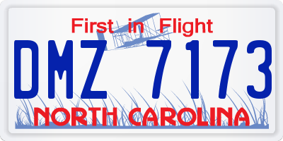 NC license plate DMZ7173