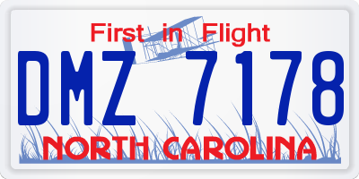 NC license plate DMZ7178