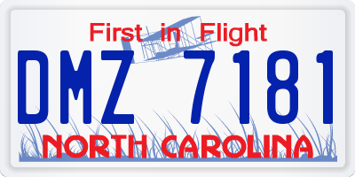 NC license plate DMZ7181