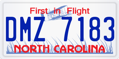 NC license plate DMZ7183