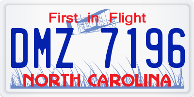 NC license plate DMZ7196