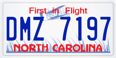 NC license plate DMZ7197