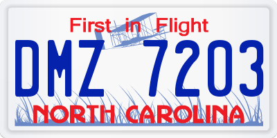 NC license plate DMZ7203