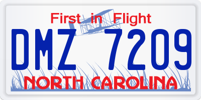 NC license plate DMZ7209